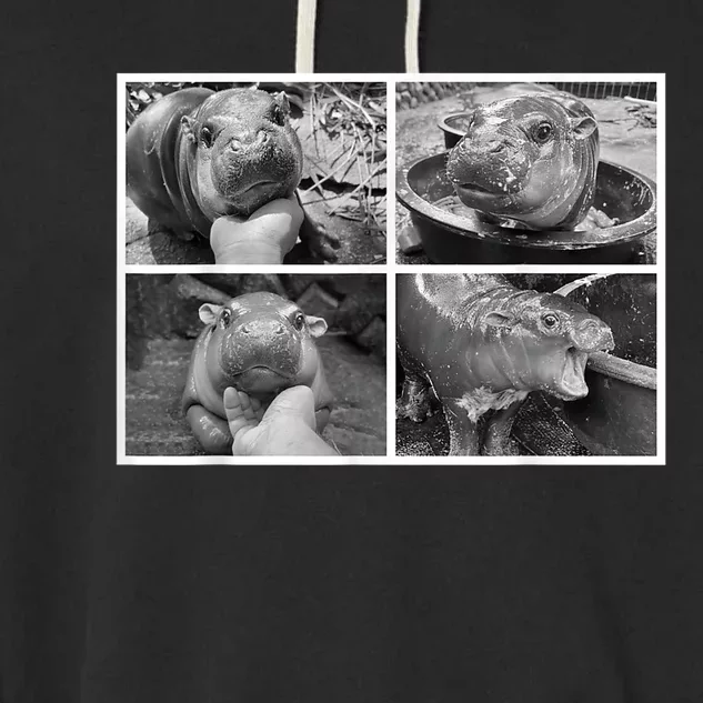 Moo Deng Hippo Photo Funny Pygmy Hippopotamus Garment-Dyed Fleece Hoodie