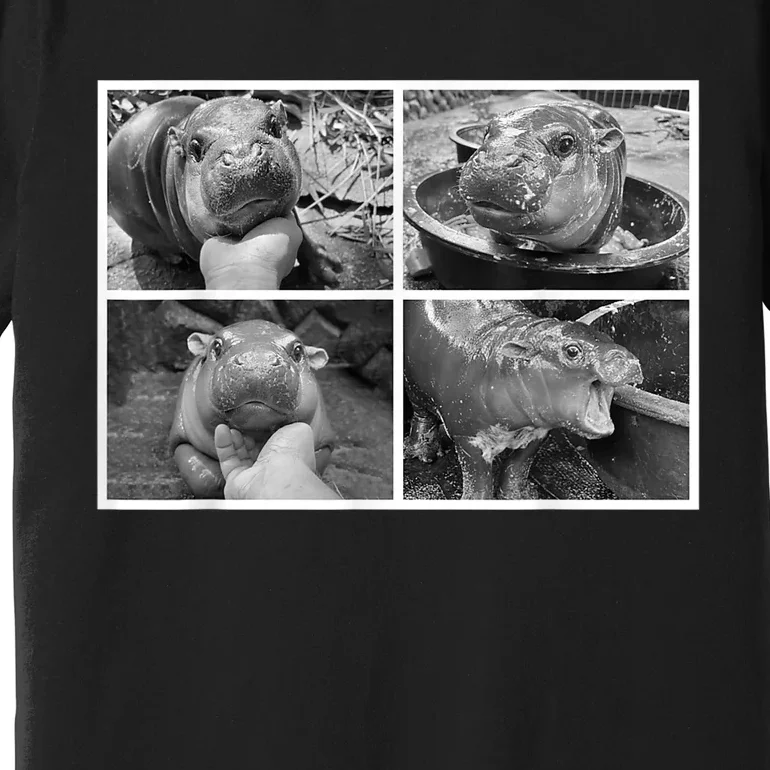 Moo Deng Hippo Photo Funny Pygmy Hippopotamus Premium T-Shirt