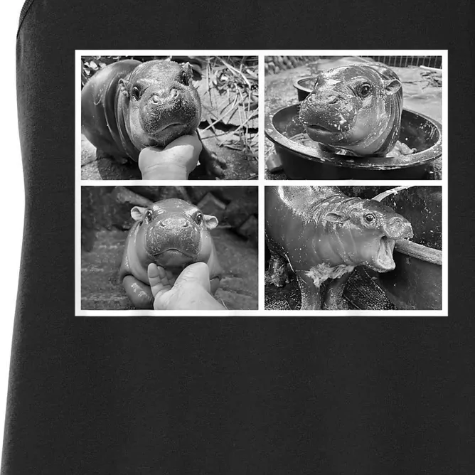 Moo Deng Hippo Photo Funny Pygmy Hippopotamus Women's Racerback Tank