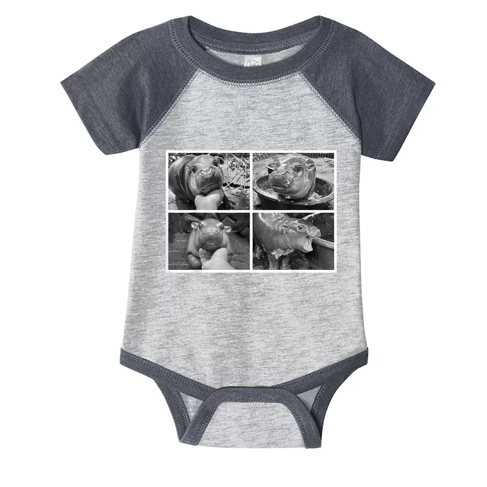 Moo Deng Hippo Photo Funny Pygmy Hippopotamus Infant Baby Jersey Bodysuit