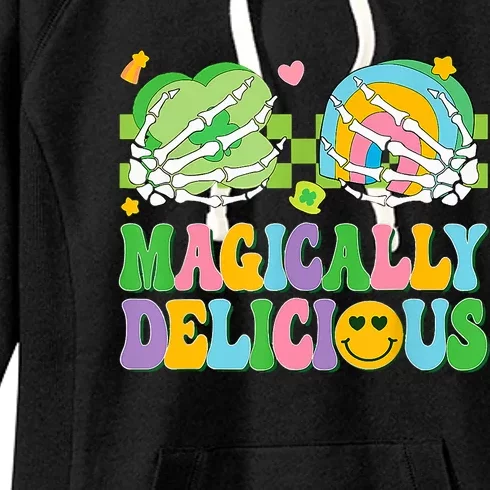 Magically Delicious Hippie St Patrick's Day Skeleton Charms Women's Fleece Hoodie