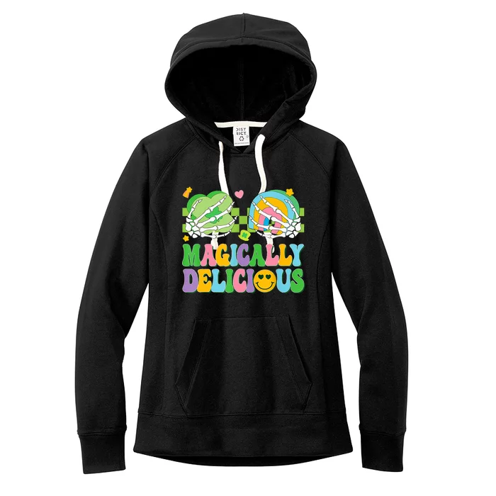 Magically Delicious Hippie St Patrick's Day Skeleton Charms Women's Fleece Hoodie