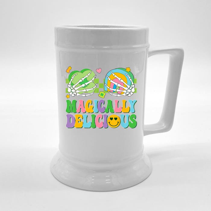 Magically Delicious Hippie St Patrick's Day Skeleton Charms Front & Back Beer Stein