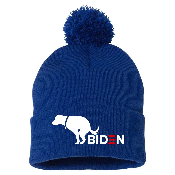 My Dog Hates Biden Funny Anti Biden Pom Pom 12in Knit Beanie