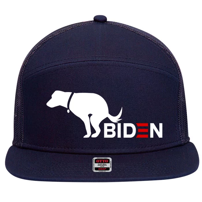 My Dog Hates Biden Funny Anti Biden 7 Panel Mesh Trucker Snapback Hat