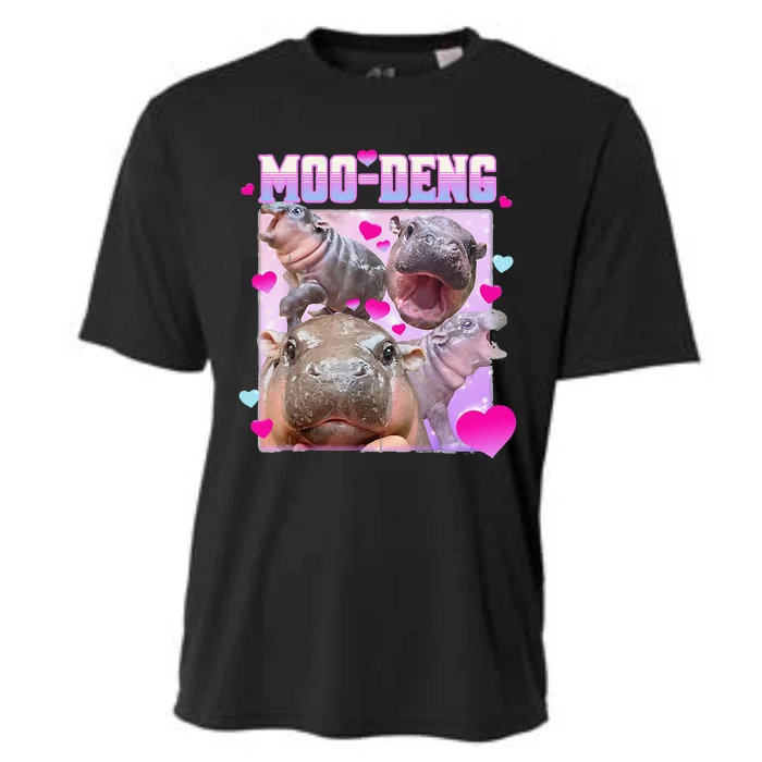 Moo Deng Hippo Baby Pygmy Funny Gift Cooling Performance Crew T-Shirt