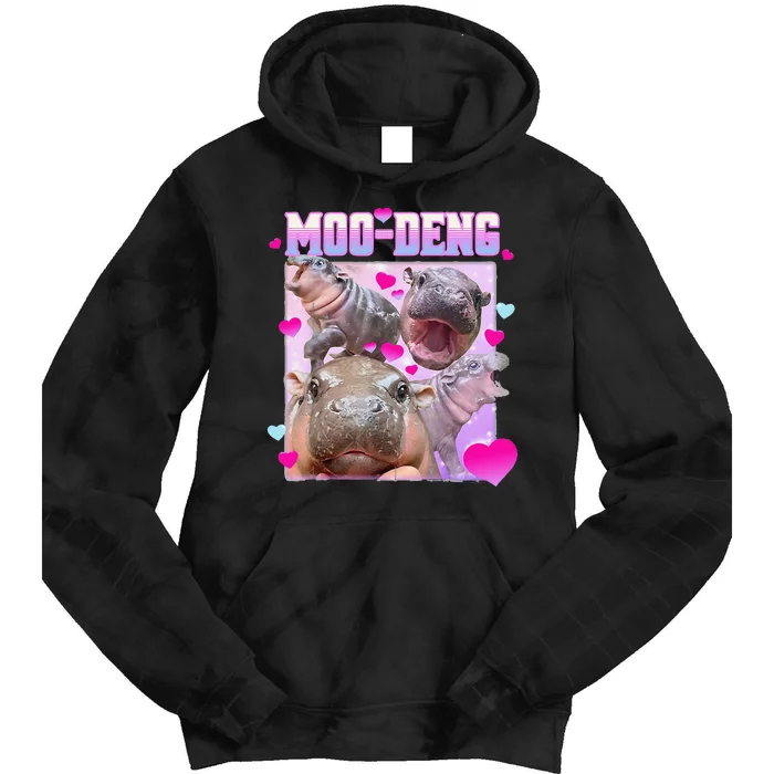 Moo Deng Hippo Baby Pygmy Funny Gift Tie Dye Hoodie