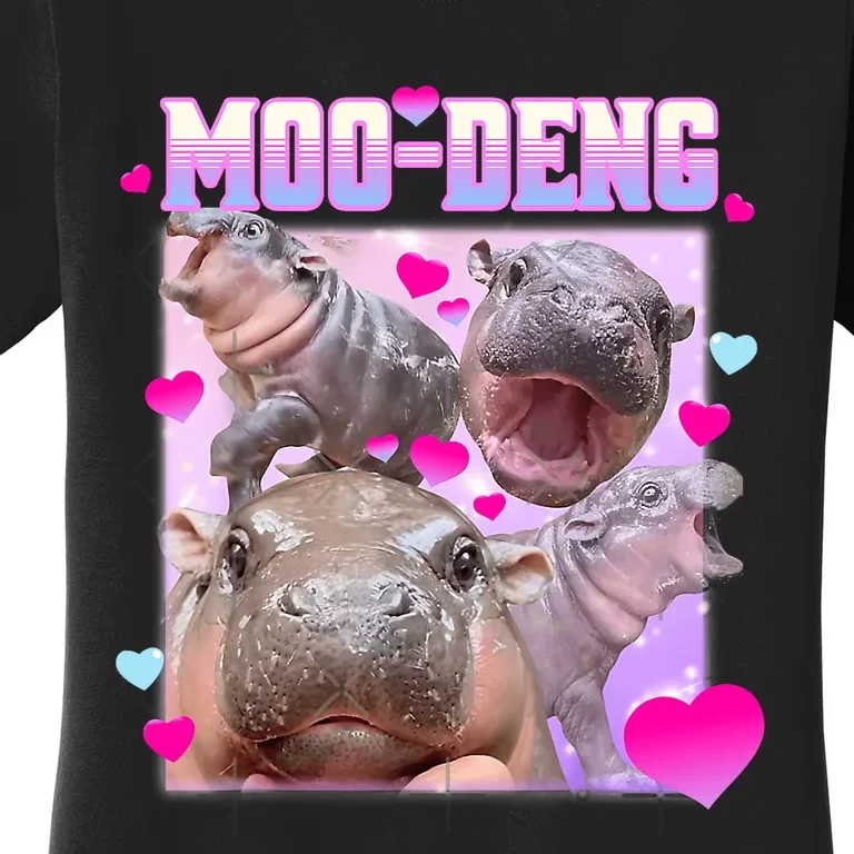 Moo Deng Hippo Baby Pygmy Funny Women's T-Shirt