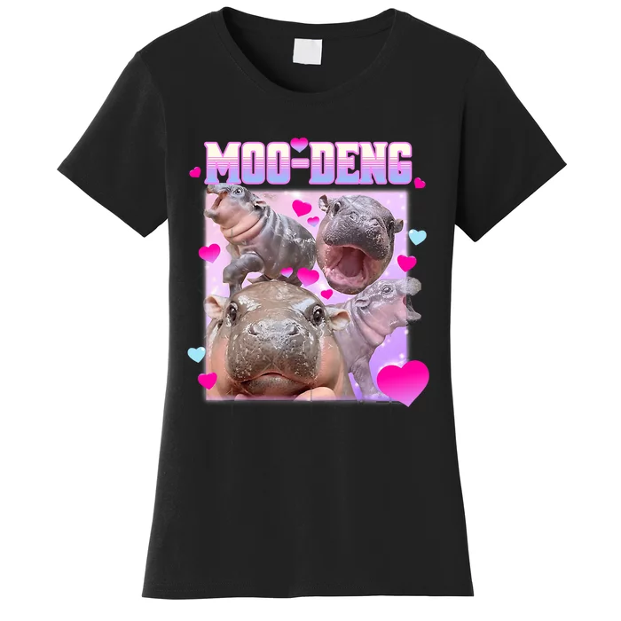 Moo Deng Hippo Baby Pygmy Funny Women's T-Shirt