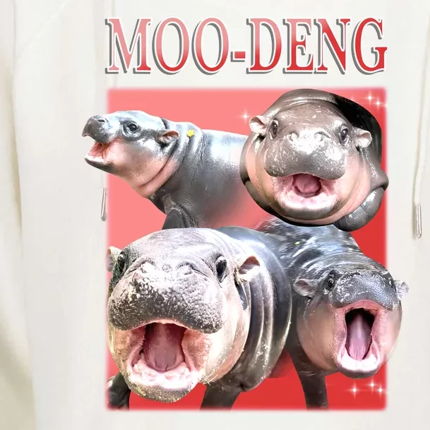 Moo Deng Hippo Meme Funny Womens Funnel Neck Pullover Hood