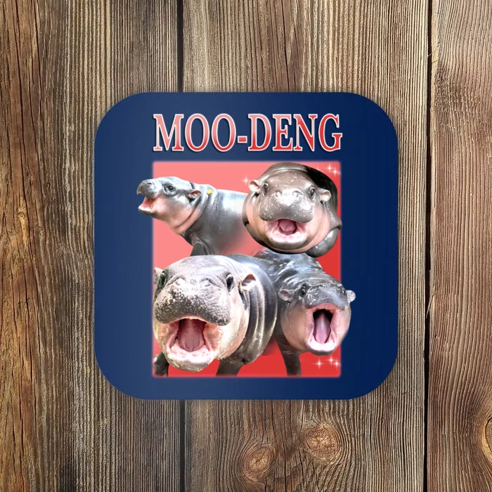 Moo Deng Hippo Meme Funny Coaster