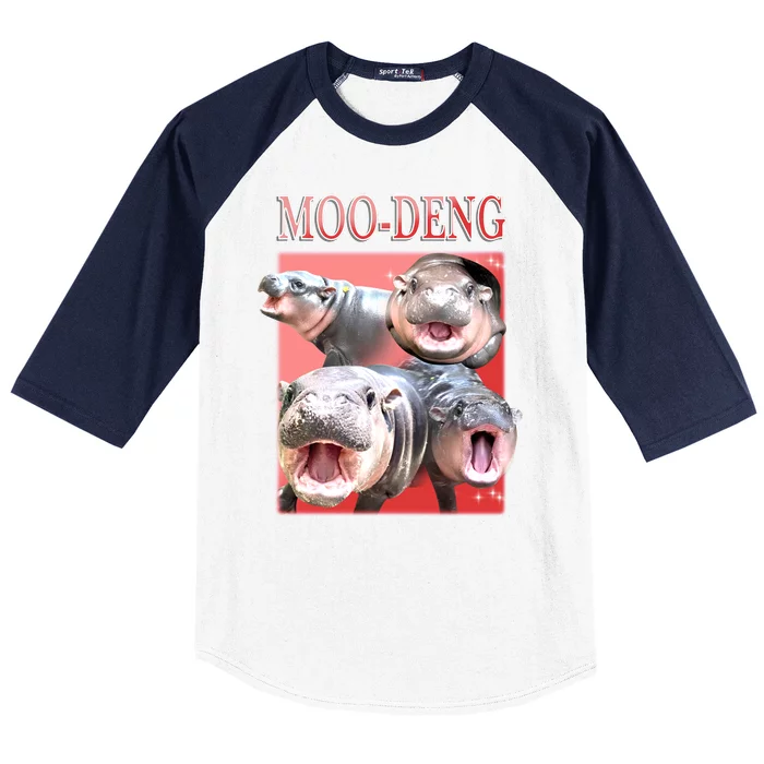 Moo Deng Hippo Meme Funny Baseball Sleeve Shirt