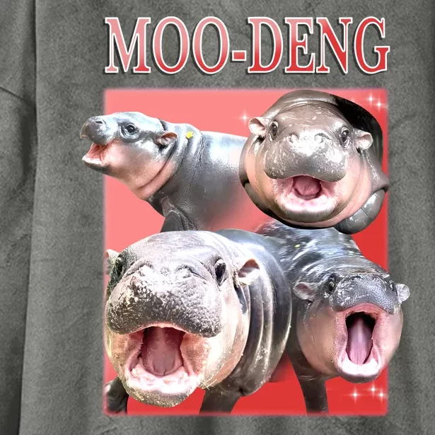 Moo Deng Hippo Meme Funny Hooded Wearable Blanket