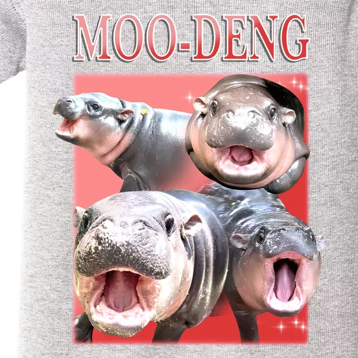 Moo Deng Hippo Meme Funny Baby Bodysuit