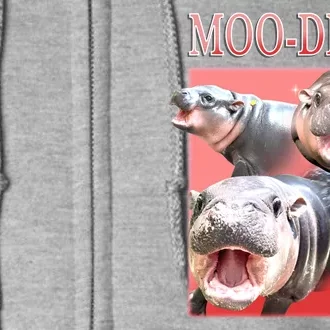 Moo Deng Hippo Meme Funny Full Zip Hoodie