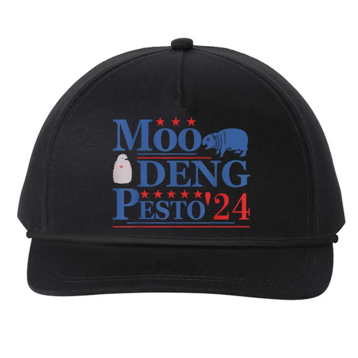 Moo Deng Hippo 2024 And Pesto The Penguin For Animal Lovers Snapback Five-Panel Rope Hat