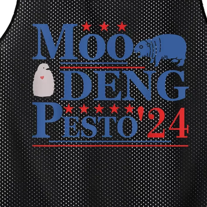 Moo Deng Hippo 2024 And Pesto The Penguin For Animal Lovers Mesh Reversible Basketball Jersey Tank