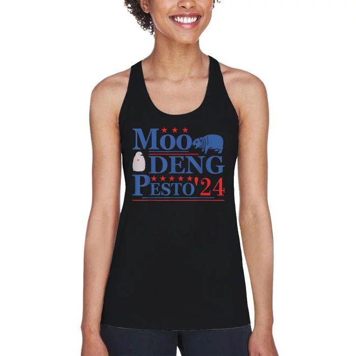 Moo Deng Hippo 2024 And Pesto The Penguin For Animal Lovers Women's Racerback Tank