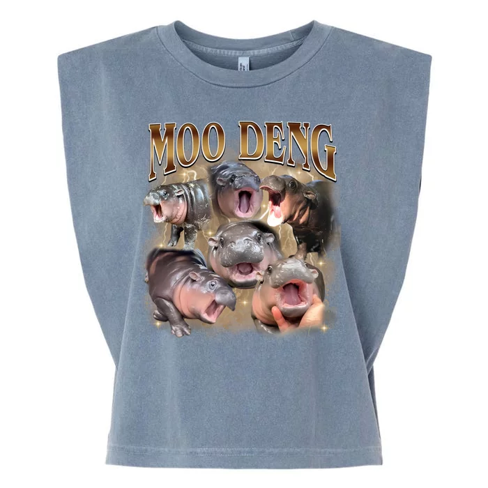 Moo Deng Hippo Meme Funny Animal Garment-Dyed Women's Muscle Tee