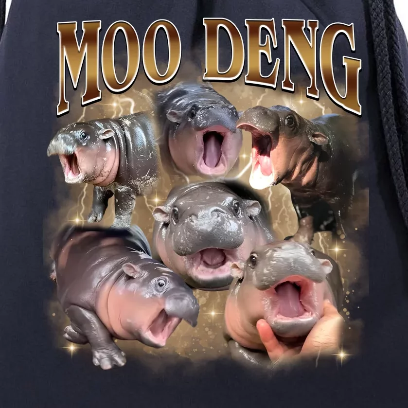 Moo Deng Hippo Meme Funny Animal Drawstring Bag