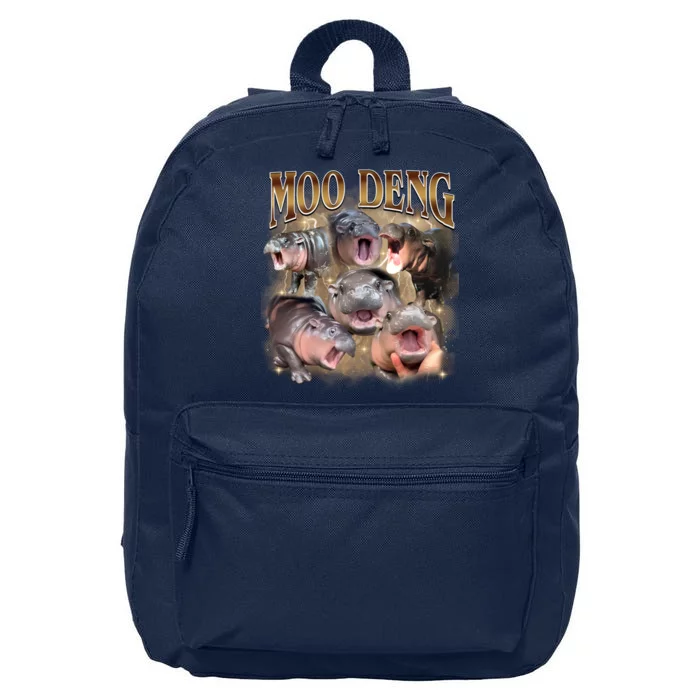 Moo Deng Hippo Meme Funny Animal 16 in Basic Backpack