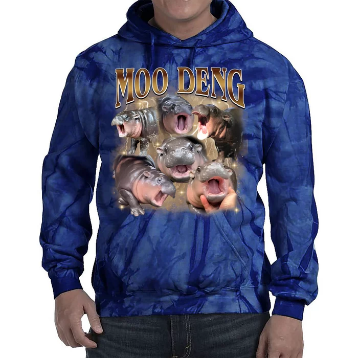 Moo Deng Hippo Meme Funny Animal Tie Dye Hoodie