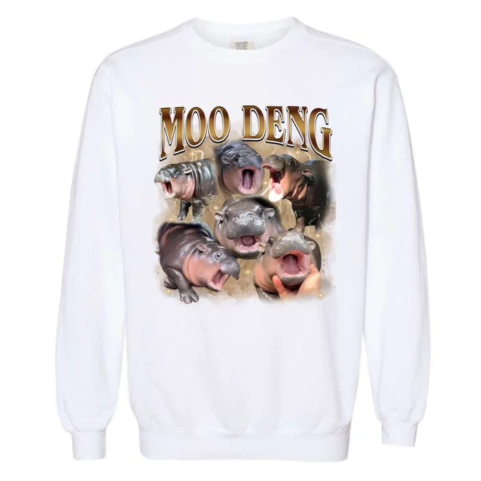 Moo Deng Hippo Meme Funny Animal Garment-Dyed Sweatshirt