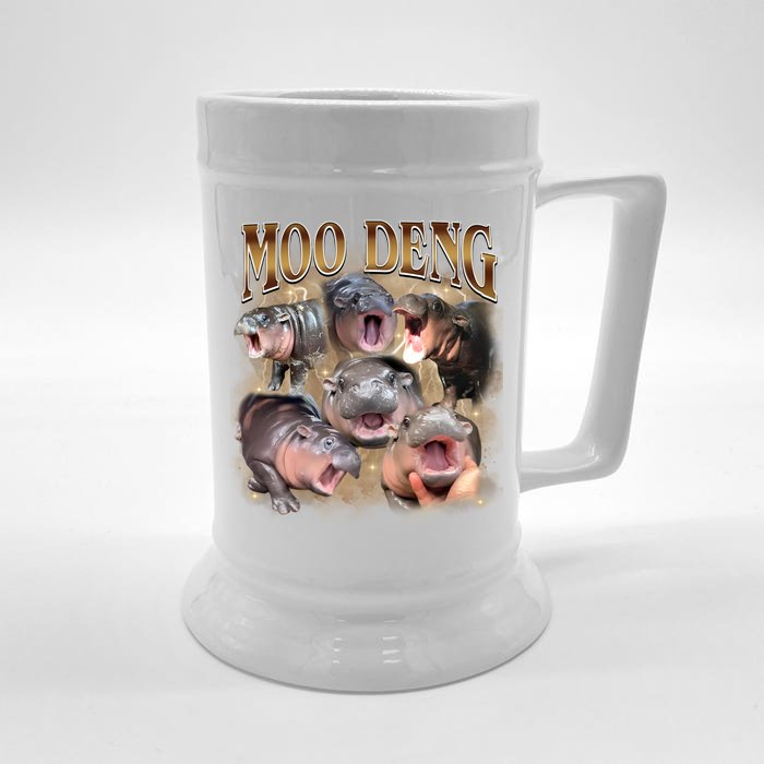 Moo Deng Hippo Meme Funny Animal Front & Back Beer Stein