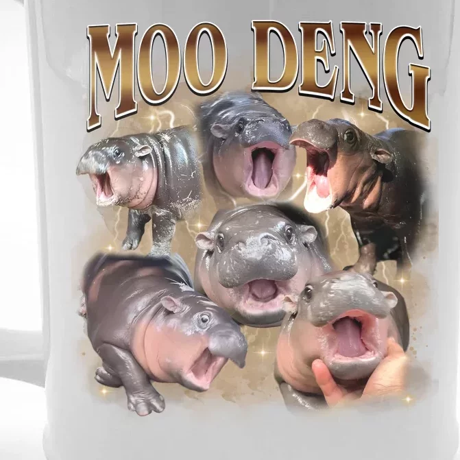 Moo Deng Hippo Meme Funny Animal Front & Back Beer Stein