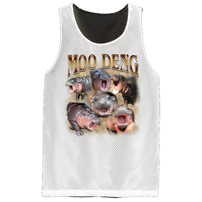 Moo Deng Hippo Meme Funny Animal Mesh Reversible Basketball Jersey Tank