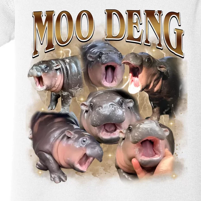 Moo Deng Hippo Meme Funny Animal Baby Bodysuit