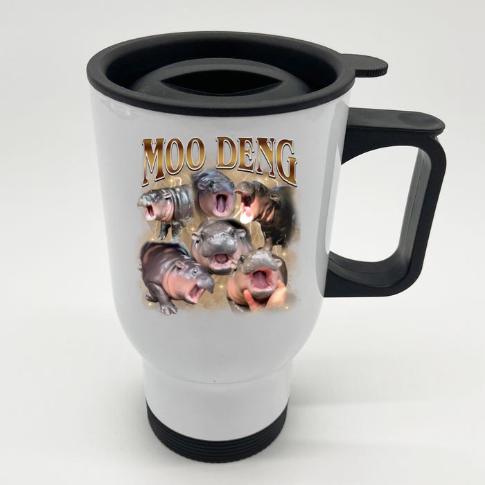 Moo Deng Hippo Meme Funny Animal Front & Back Stainless Steel Travel Mug