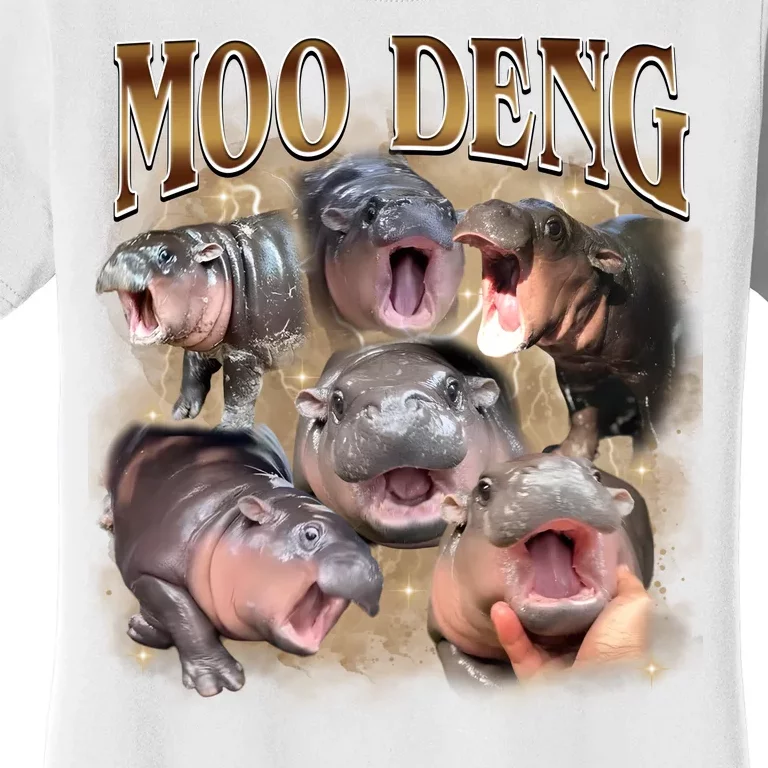 Moo Deng Hippo Meme Funny Animal Women's T-Shirt