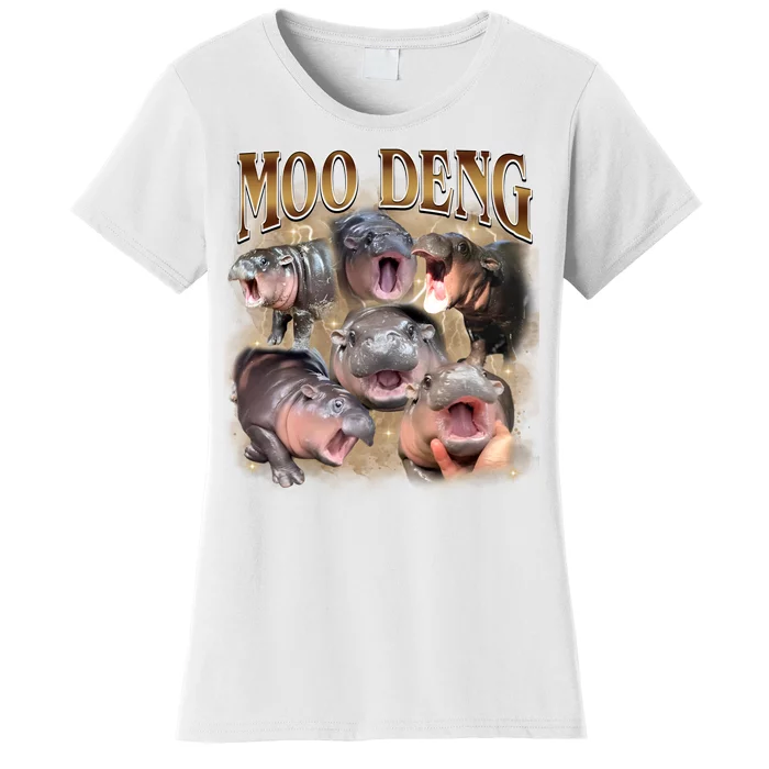 Moo Deng Hippo Meme Funny Animal Women's T-Shirt