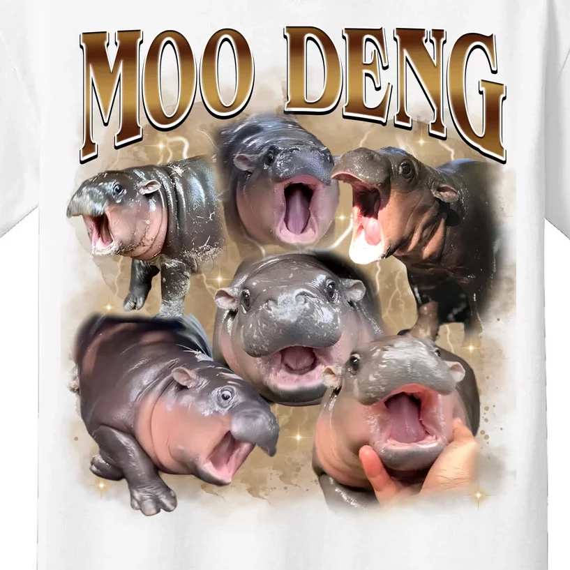 Moo Deng Hippo Meme Funny Animal Kids T-Shirt