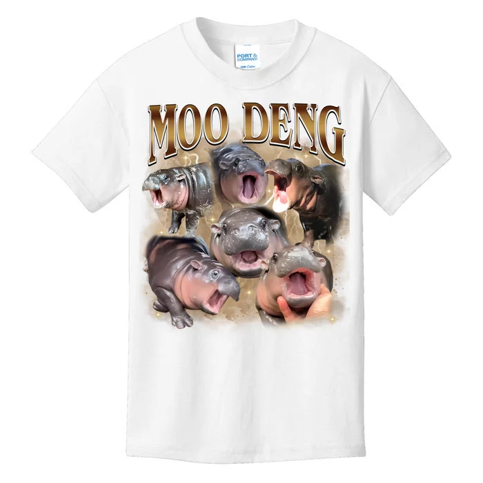 Moo Deng Hippo Meme Funny Animal Kids T-Shirt