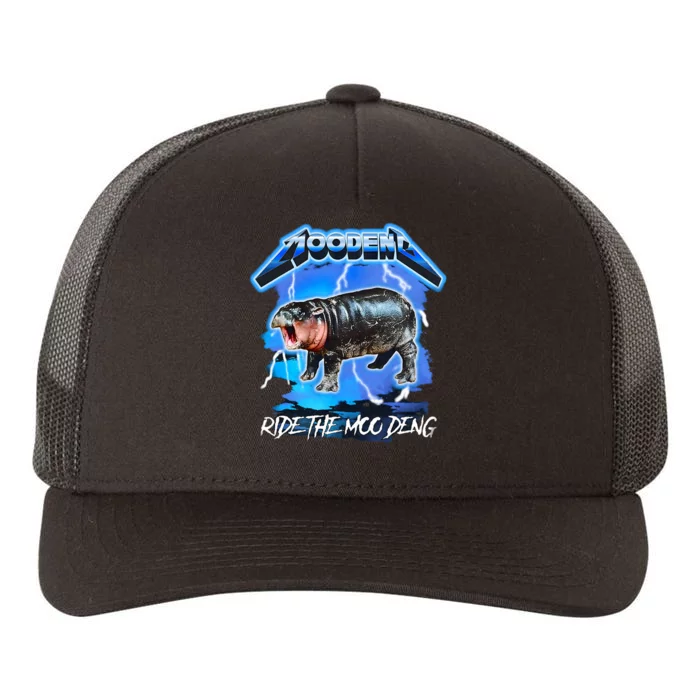 Moo Deng Hippo Ride The Moo Deng Yupoong Adult 5-Panel Trucker Hat