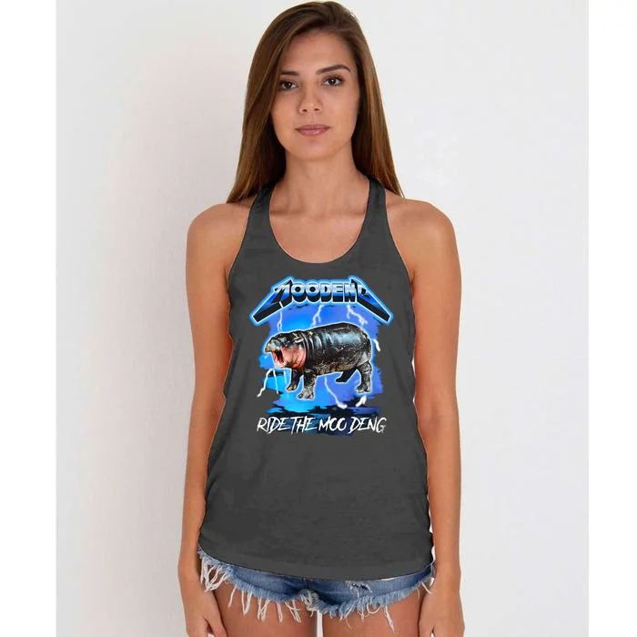 Moo Deng Hippo Ride The Moo Deng Women's Knotted Racerback Tank