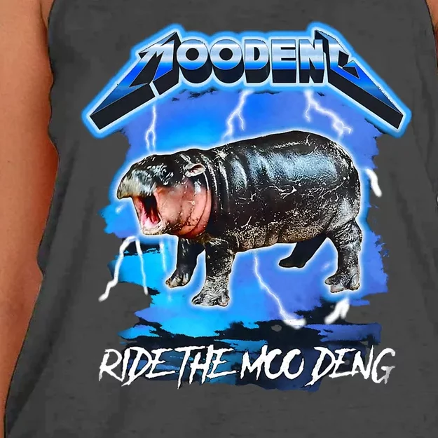 Moo Deng Hippo Ride The Moo Deng Women's Knotted Racerback Tank