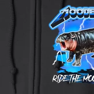 Moo Deng Hippo Ride The Moo Deng Full Zip Hoodie