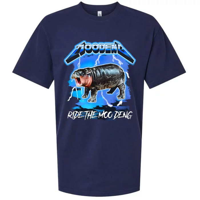 Moo Deng Hippo Ride The Moo Deng Sueded Cloud Jersey T-Shirt