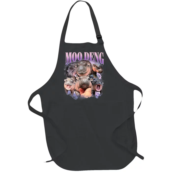 Moo Deng Hippo Meme Funny Full-Length Apron With Pocket