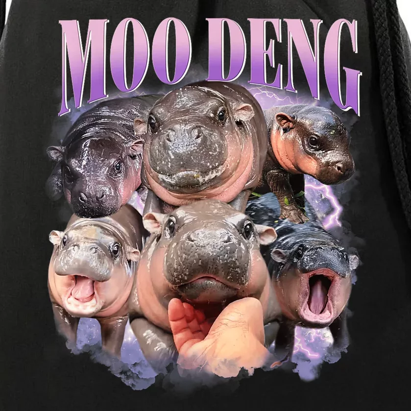 Moo Deng Hippo Meme Funny Drawstring Bag