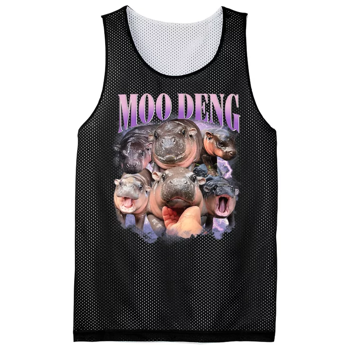 Moo Deng Hippo Meme Funny Mesh Reversible Basketball Jersey Tank