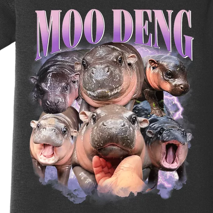 Moo Deng Hippo Meme Funny Baby Bodysuit