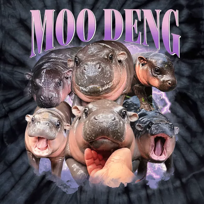 Moo Deng Hippo Meme Funny Tie-Dye T-Shirt