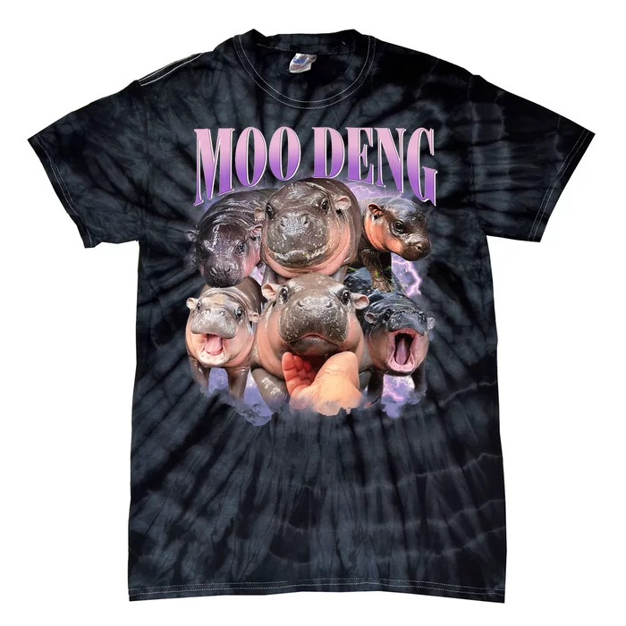 Moo Deng Hippo Meme Funny Tie-Dye T-Shirt