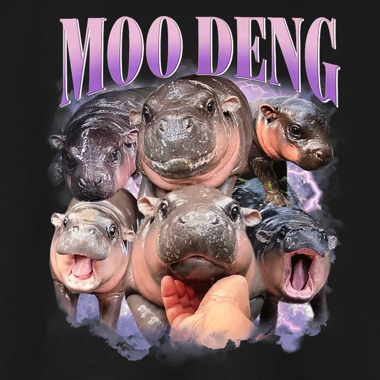 Moo Deng Hippo Meme Funny Women's Crop Top Tee