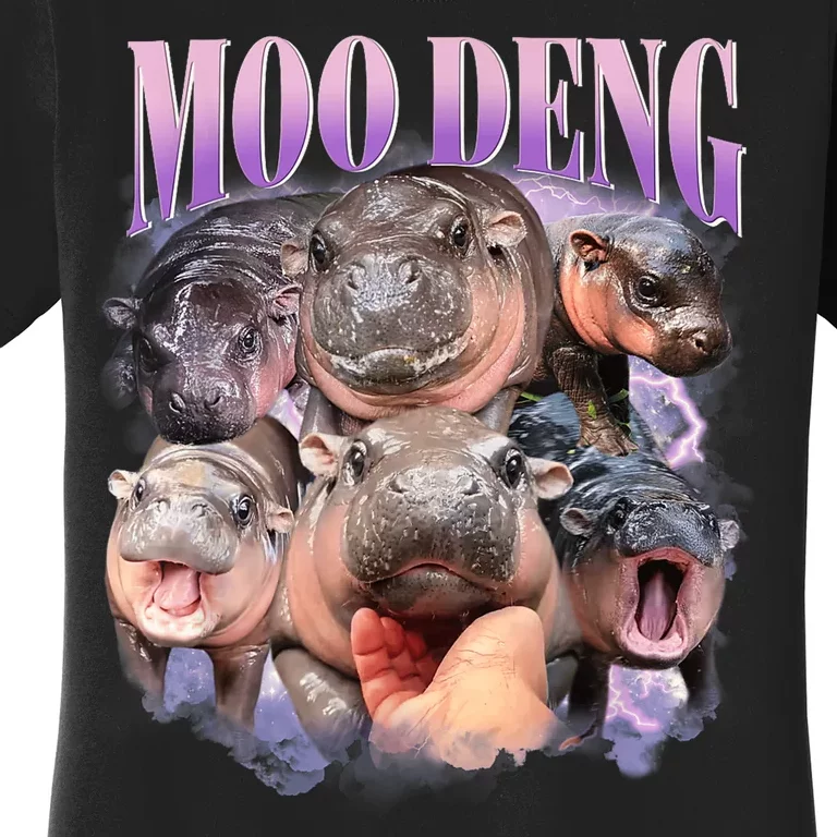 Moo Deng Hippo Meme Funny Women's T-Shirt