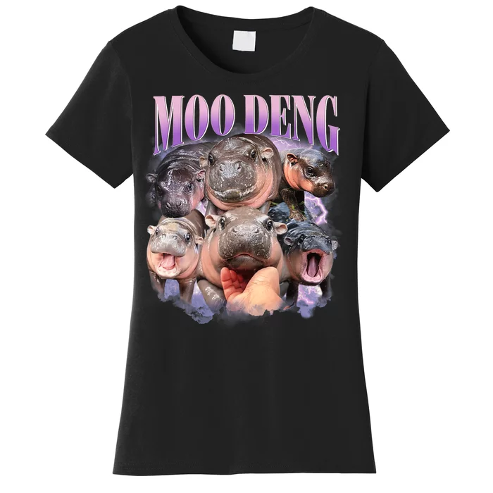 Moo Deng Hippo Meme Funny Women's T-Shirt